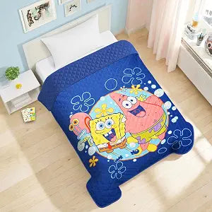 Spongebob Bedspread Twin Set for Kids - Bundle with Quilted Bedspread for Full Bed Plus Stickers, More | Spongebob Twin Bedding Set for Boys, Girls