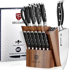 Kitchen Knife Set - Full Tang 15 Pcs Professional Chef Knife Set with Sharpener, Razor - sharp Knives Set for Kitchen, German Stainless Steel - Knife Block Set, Elegent Gift Box for Men Women