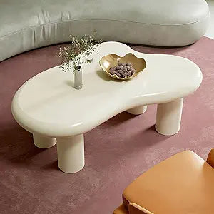 Cloud Shaped Coffee Table, 40" Irregular Dining Table, Cream Center Table for Kitchen, Living Room, Bar, Cloud Shape Modern Kitchen Table Only.