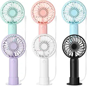 Tujoe 6 Pcs Mini Handheld Fan 3 Speed USB, Six Colors