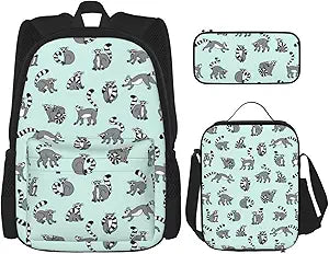 Lemur Animal Backpack 3PCS Backpack Set 17 IN Computer backpack Laptop Backpack