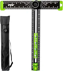 VNW 16Inch Adjustable Aluminum Drilling Positioning Ruler,Multifunction T-Square, Marking Gauge Tools for Woodworking, Cabinet Hardware Jig, Include Portable Storage Bag