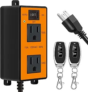 Automatic Vacuum Switch for Power Tool/Table Saw to Turn Vacuum Cleaners/Accessories On and Off, Turn-On Delay Prevents Circuit Overloads Shop Dust Collector Off Delay