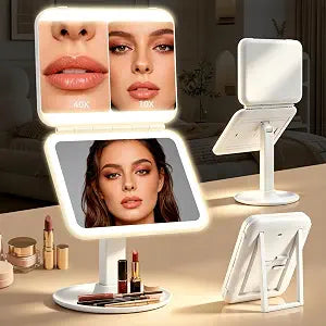 Vanity Makeup Mirror with Lights, Large Lighted 10X & 40X Magnifying Mirror
