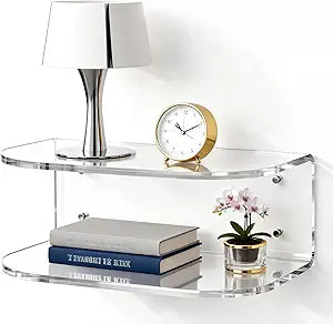 Acrylic Floating Nightstand, Wall Mounted Bedside Table Shelf (Clear, 15.79.45.9)