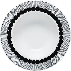 MARIMEKKO Oiva Siirtolapuutarha Deep Dinner Plate Refine Your Kitchen Dcor with Our Iconic White Stoneware Stylish Pasta Bowls with Rim to Elevate Your Dining Experience (8/8.8 oz)
