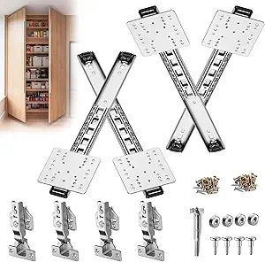 Pocket Door Slides,Pocket Slide Hinges for Installing Hidden Doors, Suitable for Cabinet Doors, Wardrobe Doors, Storage Cabinet Doors (Silver, 14in, 4PC)