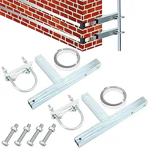 Blulu Chimney Antenna Mounting Kit Includes 1.25Γ-2" Antenna Mast and Two 17" Galvanized Steel Straps for TV Outside Home