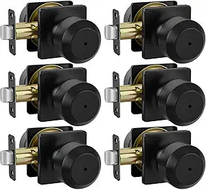 Haidms 6 Pack Black Door Knobs Interior, Privacy Interior Door Knob for Bedroom or Bathroom, Matte Black Door Knobs