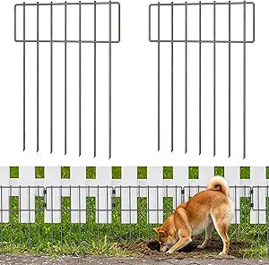 20 Pack Animal Barrier Fence, 16.7 Inch(H) X 20 Ft(L) Dog Fence No Dig, Rustproof Metal Wire Garden Fence Border, Dog Rabbits Ground Stakes Fence for Outdoor.