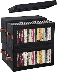 4 Packs DVD Storage Box with Visible Window, Dustproof DVD Case Holder Organizer with Lid and Handles, Holds Up to 104 Cases, CD Holder for Blu-ray & CD Storage-15.75 x 6.10 x 8.07In
