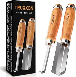 2 PCS Professional Caulk Remover Tool Heat-Treated Caulking Tool with 90 Sharp Blade & Solid Wood Handle, Saves Time for Home Improvement, Durable Grout & Silicone Remover Tool