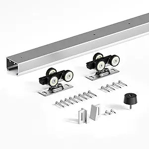 FINOSEN 5.3FT Commercial Grade Sliding Pocket Door Hardware Track Kit,Top Mount,Heavy Duty,Smoothly and Quite,Easy to Install,Aluminum(Door is not Included)
