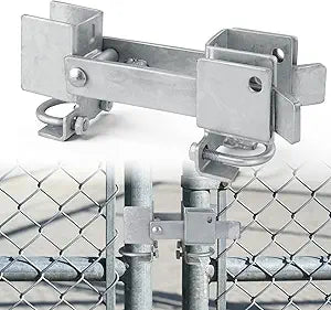 Double Gate Latch for Chain Link Fences - Heavy Duty Galvanized Steel Lockable Double Gate Latch for 1-5/8" Gate Frames, Secure Latching System with Padlock Holes for Residential & Commercial Use