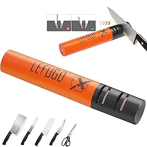 Cordless Electric Knife Sharpener, Portable Rechargeable Electric Knife Sharpener for Home Kitchen, 3-Speed 7000RPM Handheld Tool for Straight Blades (Orange)