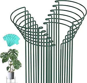 Joyhalo 12 Pack Plant Support Stakes, 24 Inch Plant Stakes for Outdoor Plants, Peony Cage with 15 Pcs Green Lables, Peony Cages and Supports, Peonies Support Cages Flower Stakes for Plants
