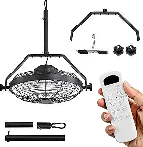 CACI Mall 18'' Outdoor Ceiling Fan with Light, IP65 Waterproof Caged Ceiling Fan with Remote & APP Control, 3CCT Dimmable Reversible LED Hanging Fan for Patio Gazebo Pergola Porch