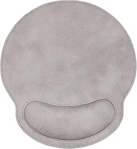 RICHEN Ergonomic PU Leather Mouse Pad with Wrist Support,Comfort Memory Foam,Waterproof SurfaceNon- Slip Rubber Base for Computer Laptop & Mac,Lightweight Rest for Home,Office & Travel (Gray White)