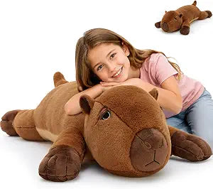 MaoGoLan 39.4" Capybara Plush Body Pillow, Long Capybara Stuffed Animal for Sleeping, Soft Brown Capybara Hugging & Side Sleeper Support, Soft Plush Pillow Gifts for Kids Adults Birthday Christmas