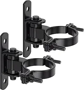 Frienda 2 Pcs Heavy Duty Wall Mount Gate Hinge Adjustable Large 4" Round Bolt-on Sealed Bearing Metal Gate Hinge for Round to Square Post Pipe Chain Link T-Post Fence Pressed Steel Rust-Proof Coating