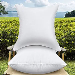 26 x 26 Outdoor Throw Pillow Inserts Set of 2 Waterproof Square Premium Decorative Couch Pillow Stuffers Form Large White Sofa Cushions Indoor
