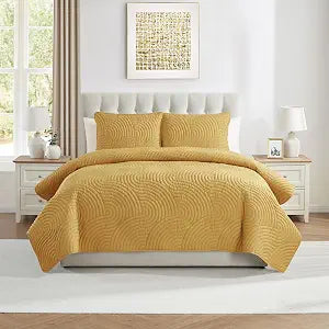 VCNY Home Sands Pinsonic Bedding Set, Full/Queen 3-Piece, Gold