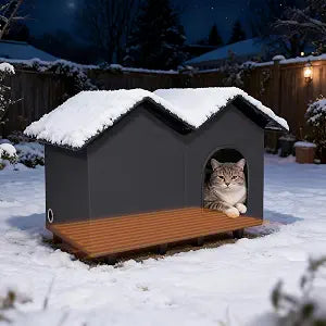 NAMOTEK Large Heated Cat Houses for Indoor/Outdoor Cats with Elevated Heated Cat Bed Waterproof Insulated Providing Safe Feral Cats, Easy to Assemble Large (23" x 13" x 18")