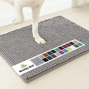 Muddy Mat | Super Absorbent Door Mat Indoor, Microfiber Quick Dry Chenille Entryway Rug, Non-Slip Front Door Mat, Indoor Mats for Entryway, Machine Washable Pet Rug, Grey 24"x36"