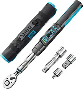 Seesii 3/8" Digital Torque Wrench, 2% Accuracy, 0220 Nm/0162 ft-lbs, LCD Display, Real-Time & Peak Modes, Preset & Data Storage, Dual Alarm, Electric Torque Wrench for Bicycle, Car, Motorcycle
