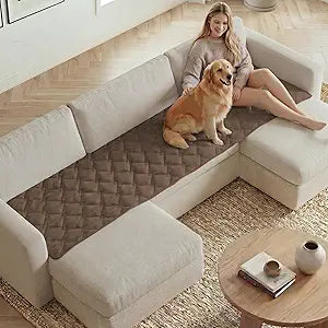 H.VERSAILTEX Chenille Couch Cover for Dogs Washable Soft Fuzzy Sofa Covers for 3 Cushion Couch Sectional Sofa Cover Thick Pet Couch Cover Protector Non-Slip Dog Bed Cover(Coco Mocha, 28" x 102")