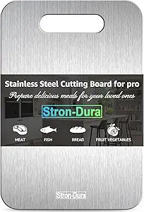 Stron-Dura Cutting Board, Stainless Steel Cutting Board, Foodgrade Cutting Boards for Kitchen, Titanium Cutting Board for Meat,Fruit, Vegetables, Double Side Use, Odor free, L, 15" *11"