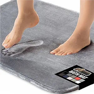 GORILLA GRIP Memory Foam Bath Rugs, Soft Absorbent Velvet Bathroom Mats, Durable Dots on Underside, Machine Washable Bathmat, Carpet Rug Room Decor for Shower Floor, 36x24 Mat, Graphite Gray