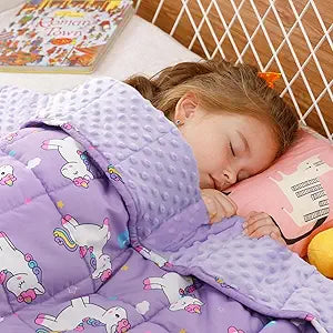 Uttermara Weighted Blanket 5 lbs, Ultra Cozy Minky Weighted Blankets with Cartoon Patterns, Heavy Blanket Great for Calming and Sleeping, 36x48 inches, Purple Unicorn