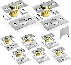 Tonitrui Upgraded Strong Magnetic Door Catch, Replacement for Traditional Door Ball Catch, Quite & Easy to Install, Use for Top of Door, Closet Door, 8 Pack, Silver