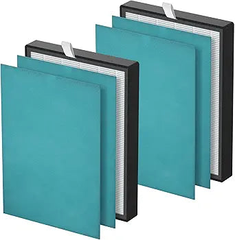 KJ203F True HEPA Replacement Filter Compatible with Colzer 142C, Mooka KJ203F, Elechomes KJ203F-142, PURO XYGEN P500 Air Cleaner Purifier, Model Number KJ203F-142-01-D, 2 HEPA Filter + 4 Pre-filter