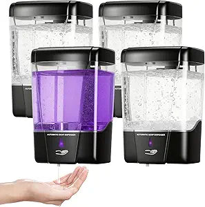 4 Pack Automatic Soap Dispenser Wall Mount,Touchless Liquid Soap Dispenser,Battery Operated,600 ml / 20 oz Commercial Hand Detergent Dispenser for Office Home Kitchen School Bathroom Hotel Restaurant