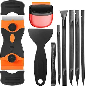 Tallew 9 Pcs Plastic Scraper Set Paint Tool Non Scratch Putty, Black