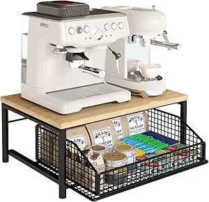 Funecy Coffee Pod Drawer Holder,Coffee Machine Storage Rack,Home Kitchen Counter Coffee Bar Organizer,Storage Basket Drawer (Black)
