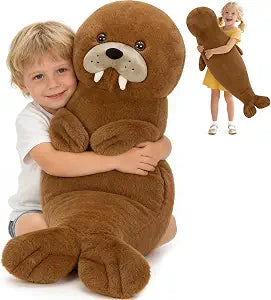 MorisMos 39.3" Long Walrus Plush Body Pillow, Cute Walrus Stuffed Animal Pillow, Soft Cuddly Sea Animal Plush Toy for Sleeping, Hugging, Bed Sofa Decor, Birthday for Kids