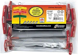 Bondhus 13187 Set of 8 Balldriver and Hex T-handles, sizes 2-10mm