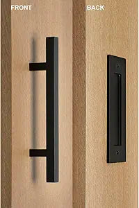 Modern and Contemporary Square Pull and Flush Door Handle Set/Commercial/Residential Grade Stainless Steel/Black Powder Finish