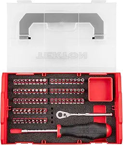 TEKTON 1/4 Inch Bit Driver and Bit Set with Mini Stacking Tool Box (74-Piece) | DRV36001