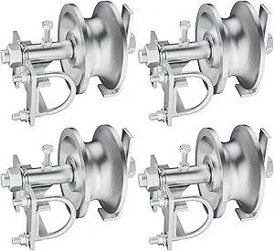 5" Sliding Gate Rollers, 4 Pack Galvanized Steel Pipe for Chain Link Sliding Gates, Single U Fits 1-7/8" & 1-5/8" Gate Frames & Track Pipes