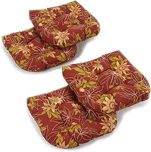 Blazing Needles Outdoor Rounded Back Chair Cushion,Passion Ruby, 19" x 19" 4 Count