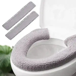 2pcs Toilet-seat Cover Warmer Cushion Toilet seat Cover Pads Plush Warm Thick Bathroom Toilet Seat Warmer 2pcs smoky gray