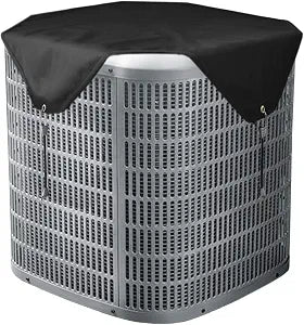Qualward Air Conditioner Covers for Outside Units, AC Cover for Outdoor Central Unit Top Heavy Duty Water-Resistant Fits Up to 28 x 28 Inch, Black