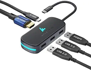 Type C 5 in 1 Wozoyo Docking Station with USB 5Gbps (3.2 Gen 1), 2XUSB 2.0, 4K@60Hz HDMI, and PD 100W Compact USB-C Hub, Portable Design, Compatibility with macOS, Windows, Android, and iOS