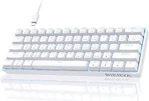 DIERYA 60% Mechanical Keyboard, DK61se Wired Gaming Keyboard with Red Switches, LED Backlit Ultra-Compact 61 Keys Mini Office Keyboard for Windows Laptop PC Gamer TypistWhite