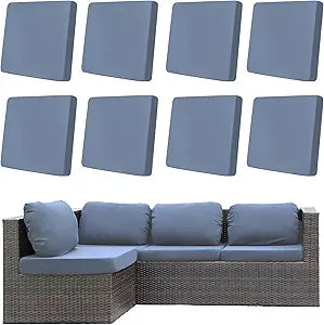12Pcs Outdoor Cushion Covers, Patio Cushion Covers,Stretch Elastic Slipcovers, Replacement Washable & Reusable Furniture Protector for Patio Couch (Gray-Blue,Cover Only)