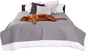 Furhaven Waterproof & Non-Slip Queen Size Mattress Cover Protector for Dogs & Cats, Washable, For Beds, Couches, & Car Seats - Quilted Twill Blanket Mattress Cover - Gray, Large/Queen Size